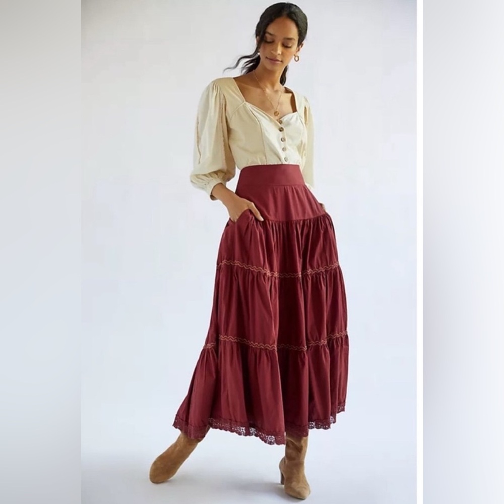 By Anthropologie Tiered Maxi Skirt XS